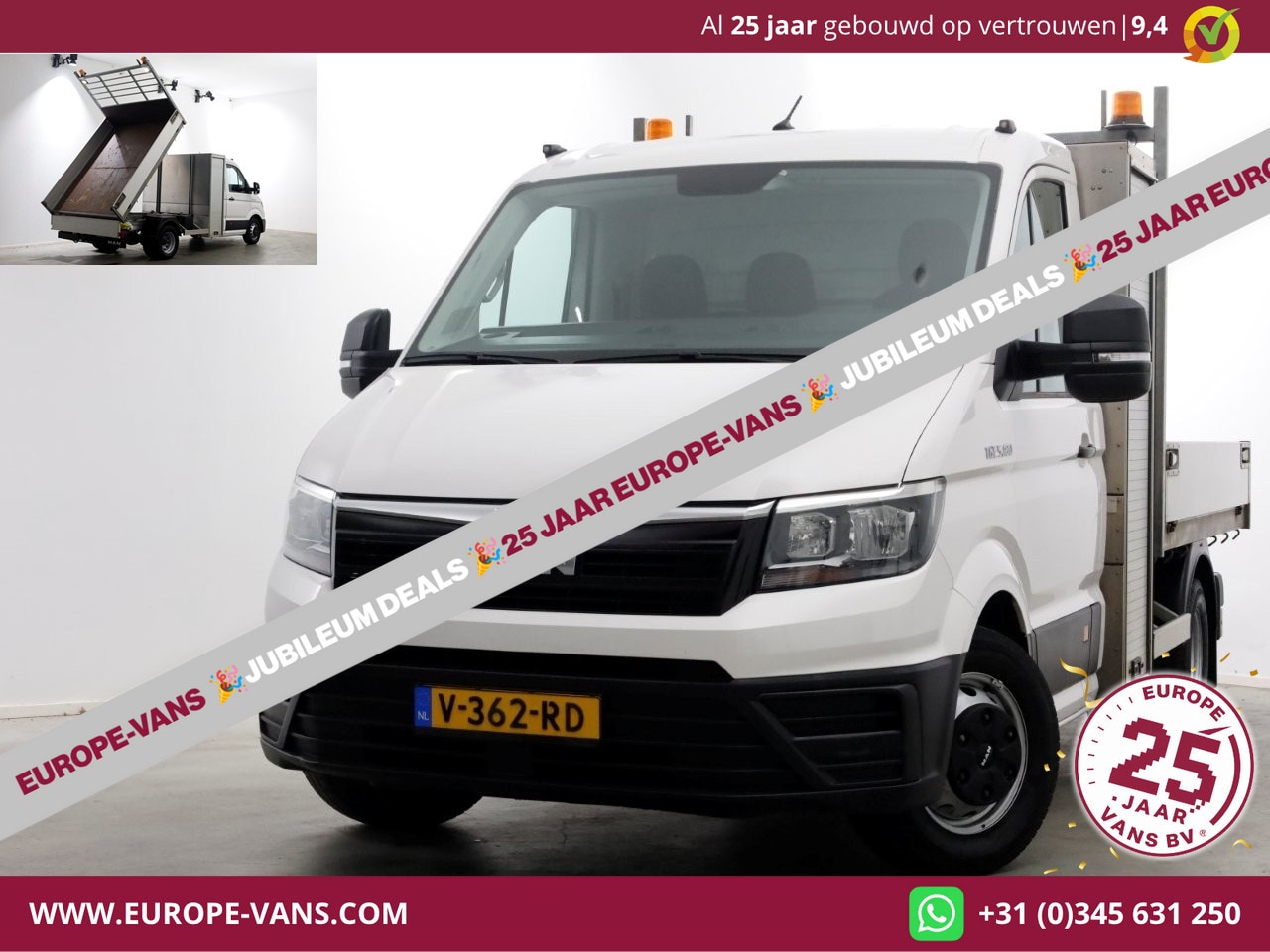 MAN TGE - 5.180 2.0 177pk E6 L2H1 Kipper Dubbel Lucht Trekhaak 3500kg 06-2018 - AutoWereld.nl