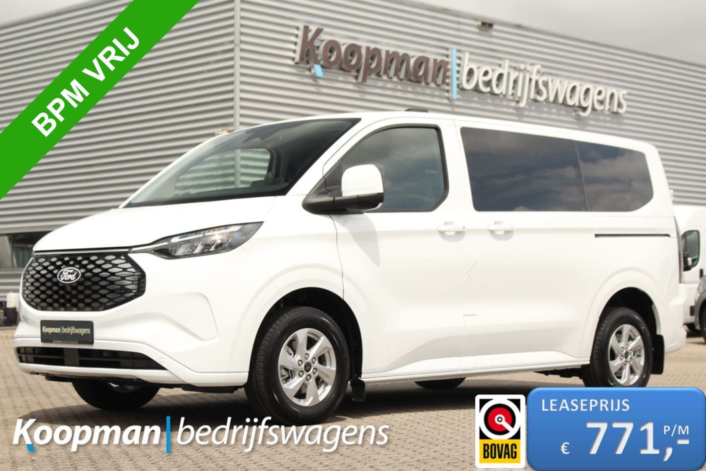 Ford Transit Custom - E-Transit 320 L1H1 Kombi | 9 persoons | Limited | 71kWh | 100kW/136pk | Trekgewicht 2300kg - AutoWereld.nl