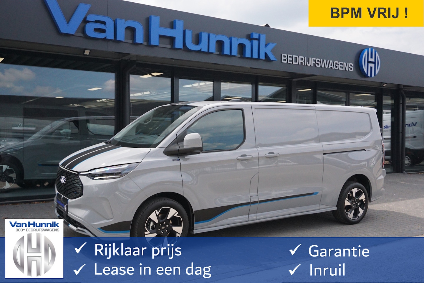 Ford Transit Custom - 340L 218PK 71KWH Sport AUT Elektrisch Navi, ACC, 360° Cam, Matrix LED, B&O, 19" LM, 2x Sch - AutoWereld.nl