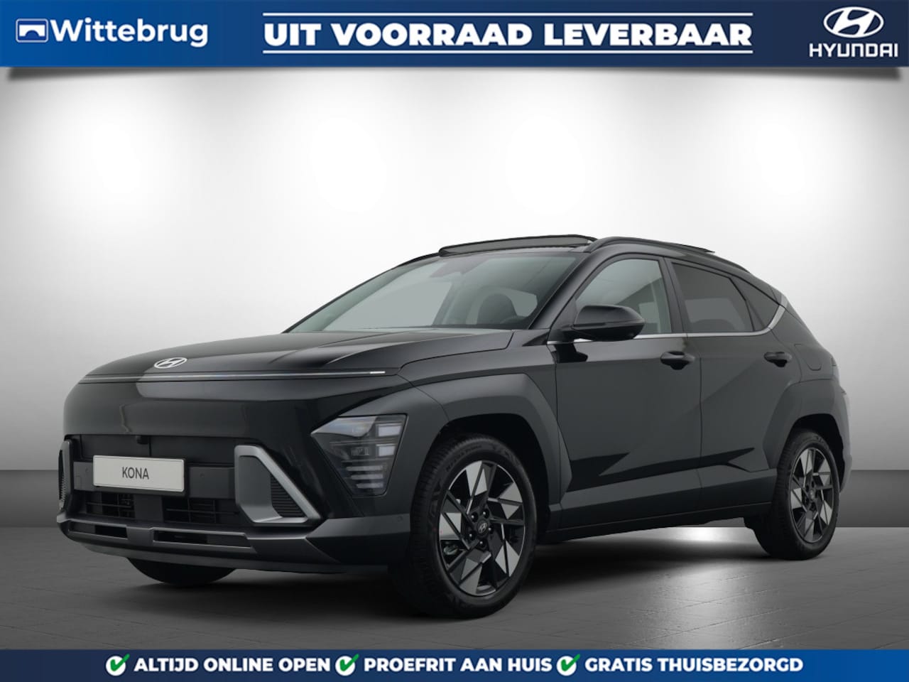 Hyundai Kona - 1.6 GDI HEV Premium Sky Full Hybride Automaat met Panorama schuifdak, Navigatie, Lederen b - AutoWereld.nl