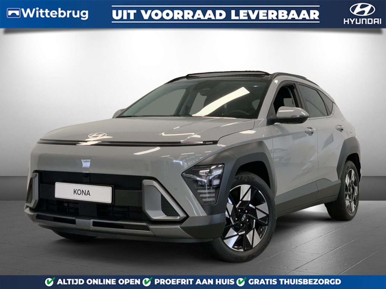 Hyundai Kona - 1.6 GDI HEV Premium Sky Full Hybride Automaat met Panorama schuifdak, Navigatie, Lederen b - AutoWereld.nl