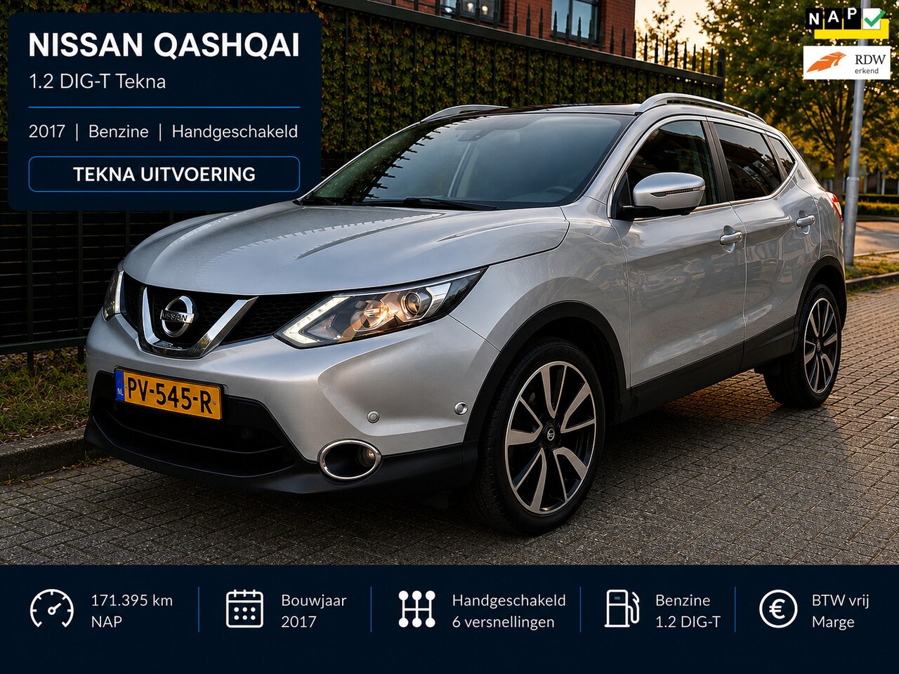 Nissan Qashqai - 1.2 Tekna Grijs 2017 LEDER|PANO|CAMERA|NAP - AutoWereld.nl
