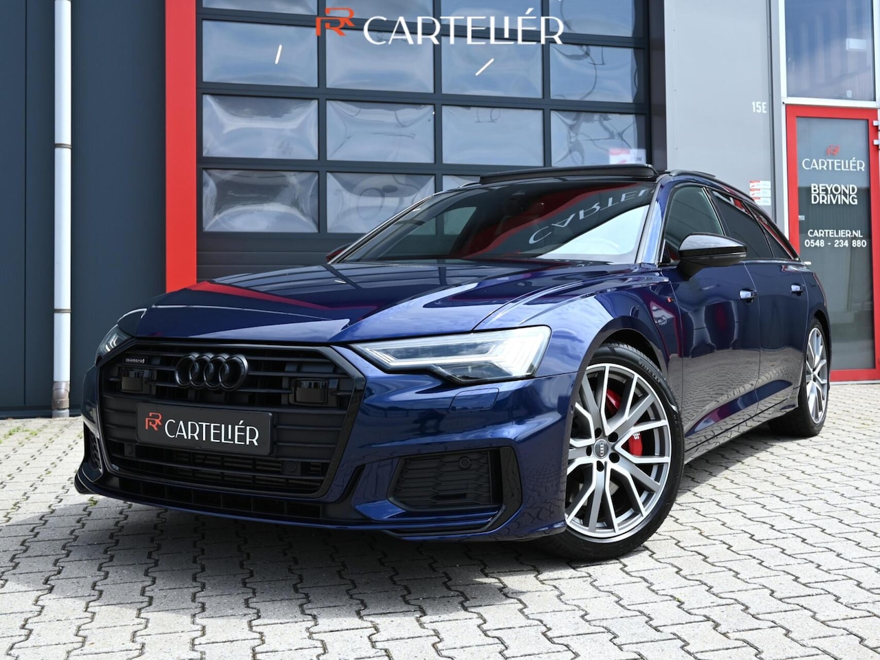 Audi A6 Avant - 55 TFSI e S-Line Quattro Competition Navarra Blue 367PK| Pano | Ambient+ | Carbon | Leder - AutoWereld.nl