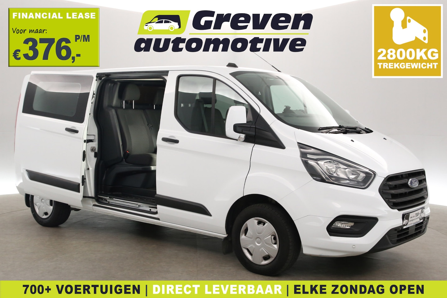 Ford Transit Custom - 2.0 TDCI L2H1 | DC | 6 Zits | 2800kg Trekgew. | Airco | Cruise | 2xSchuifdeur | Parkeersen - AutoWereld.nl