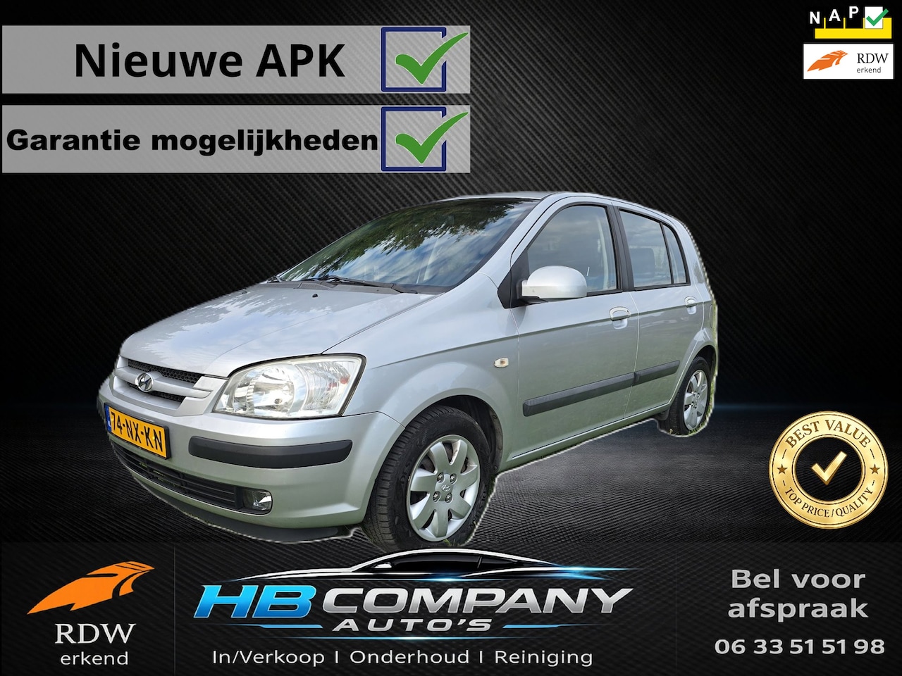 Hyundai Getz - 1.3i GLS Sky | Airco ijskoud | Panoramadak | Nieuwe APK | NAP | Zeer nette auto - AutoWereld.nl