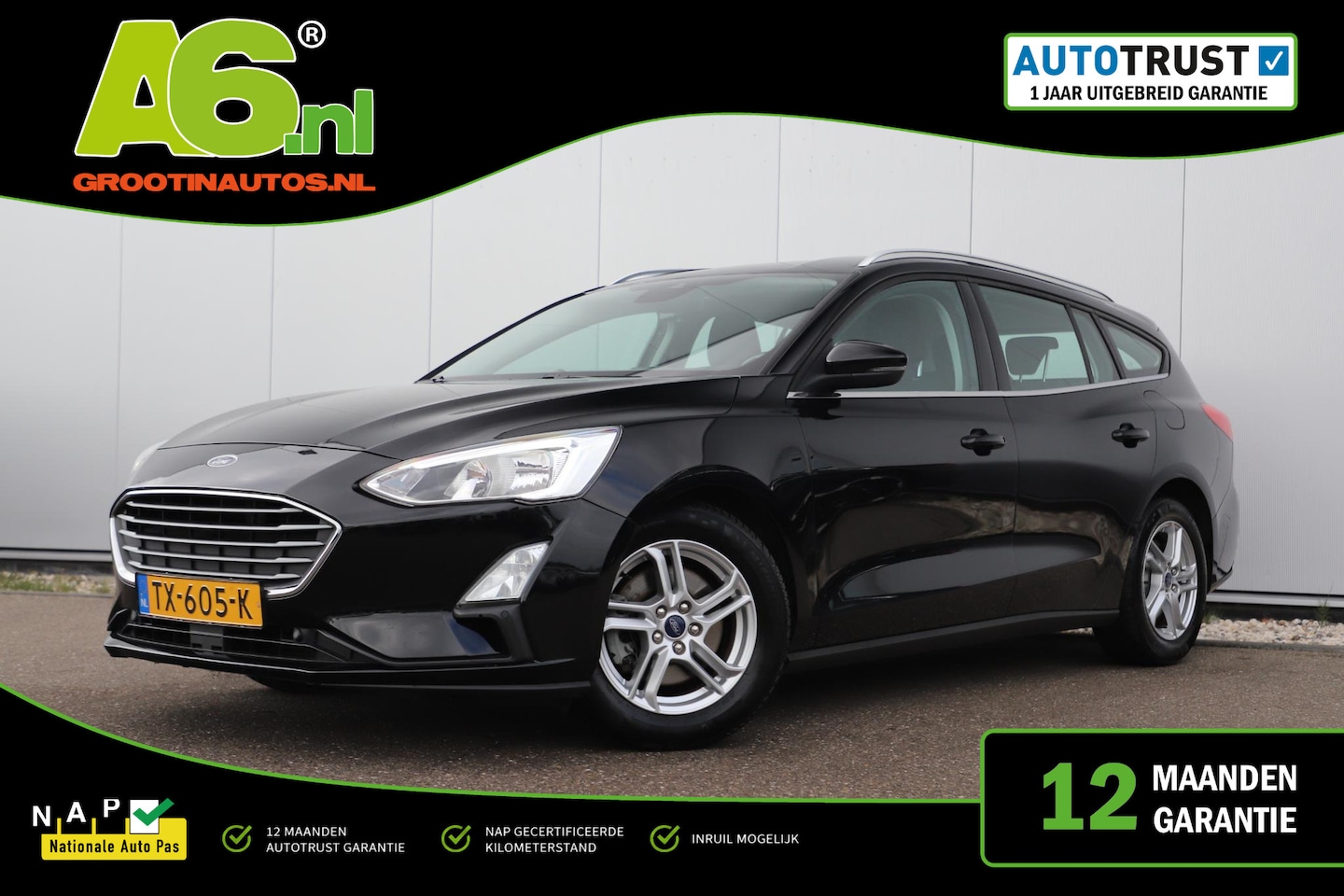Ford Focus Wagon - 1.0 EcoBoost Trend Edition Business 101PK Navigatie Carplay Android 16 inch LMV Airco Crui - AutoWereld.nl