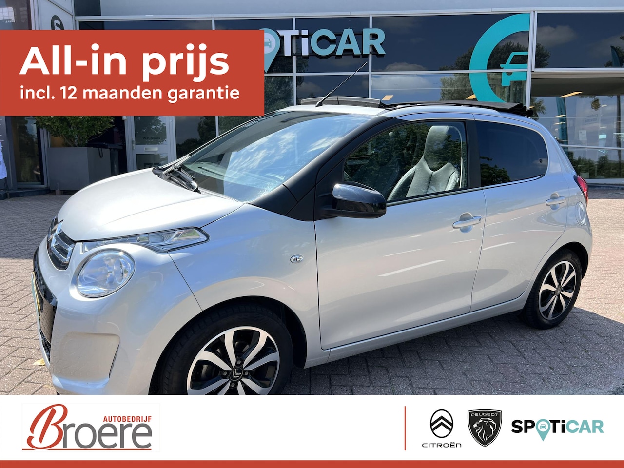 Citroën C1 - 1.0 VTi 72 pk Airscape Shine Elektrisch zwart canvas dak, Cabrio gevoel! - AutoWereld.nl
