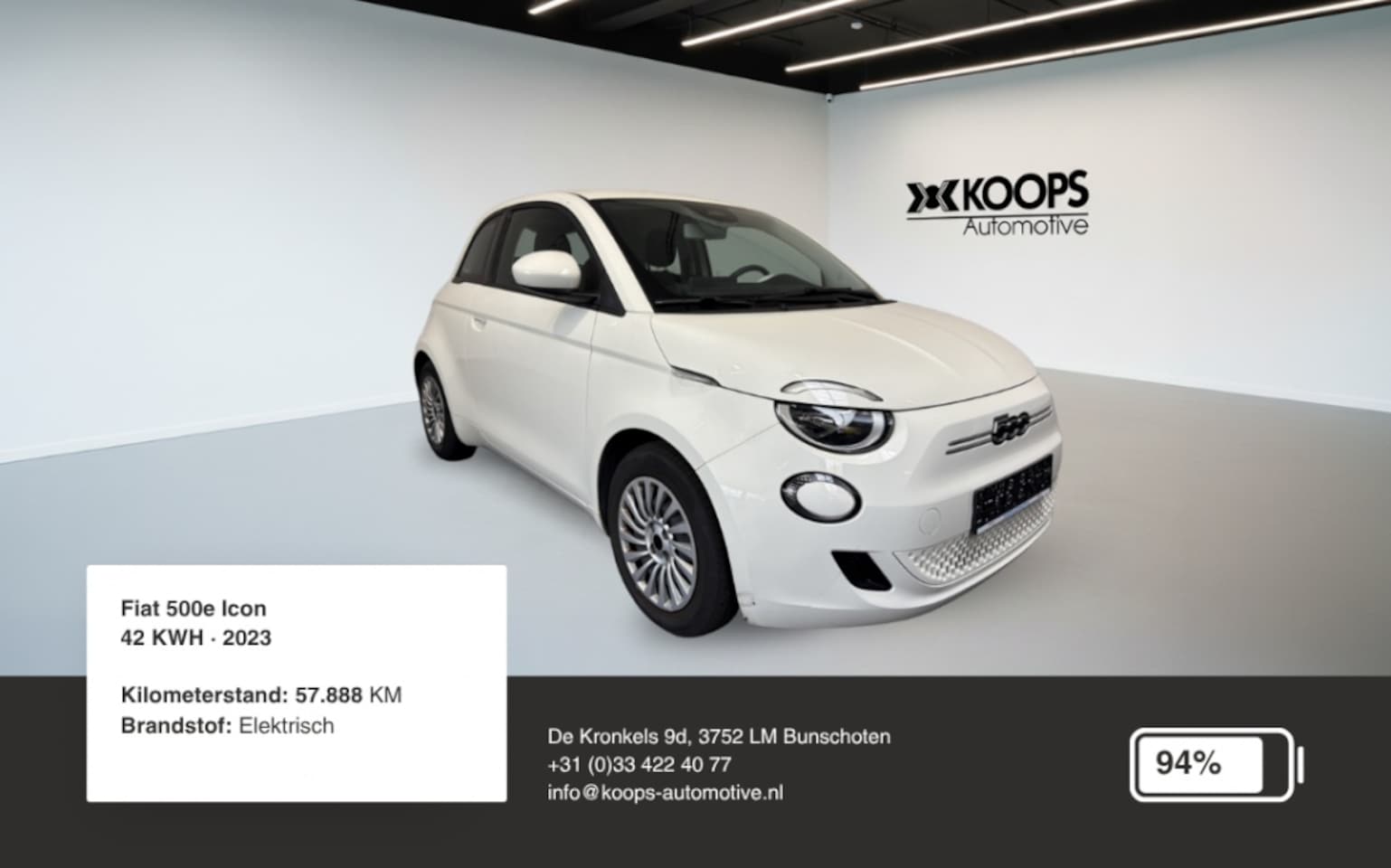 Fiat 500e - Icon 42 kWh SOH 95% Car play Cruise control Lane assist - AutoWereld.nl