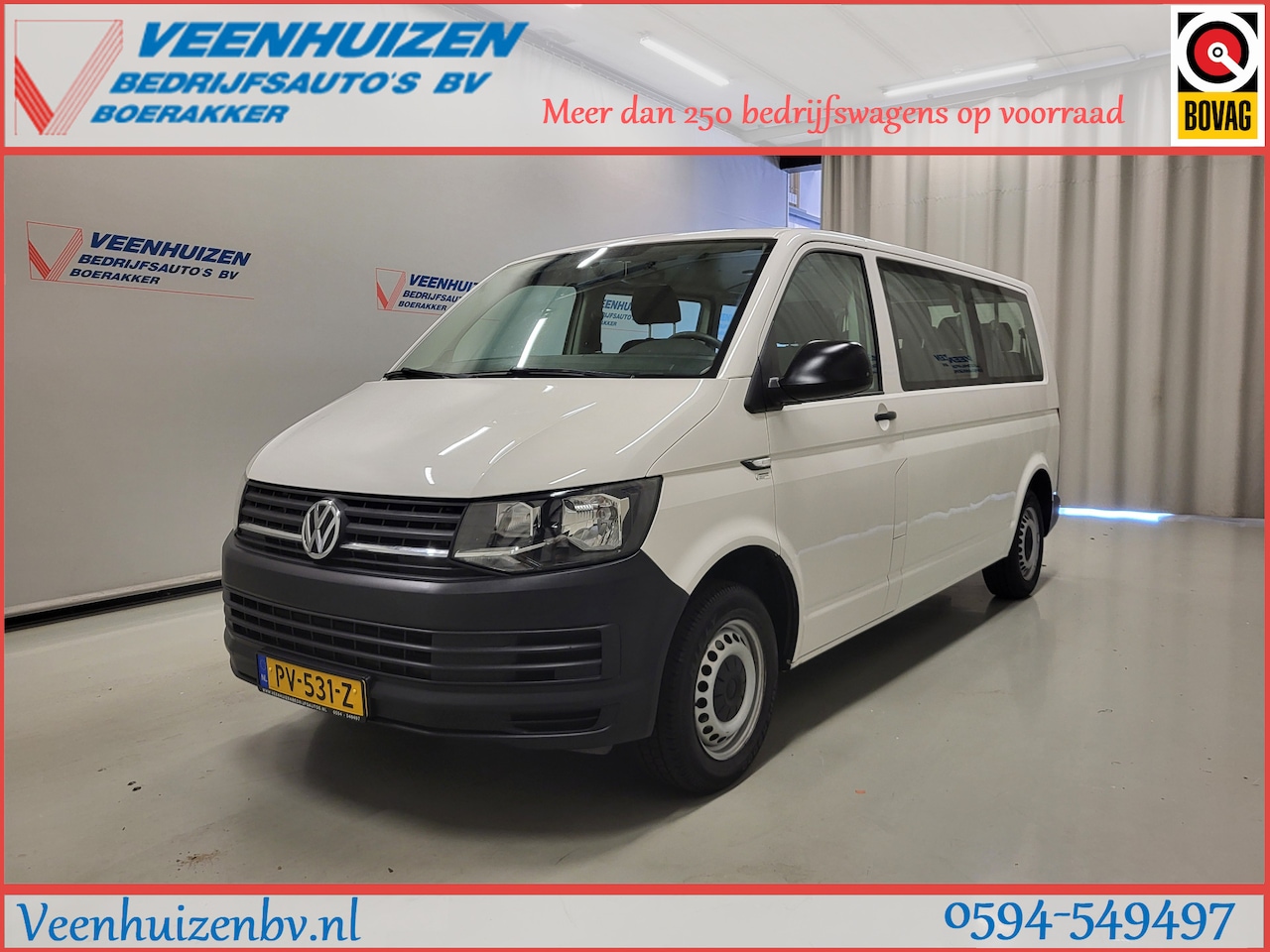Volkswagen Transporter Kombi - 2.0TSI L2/H1 9-Personenbus! - AutoWereld.nl