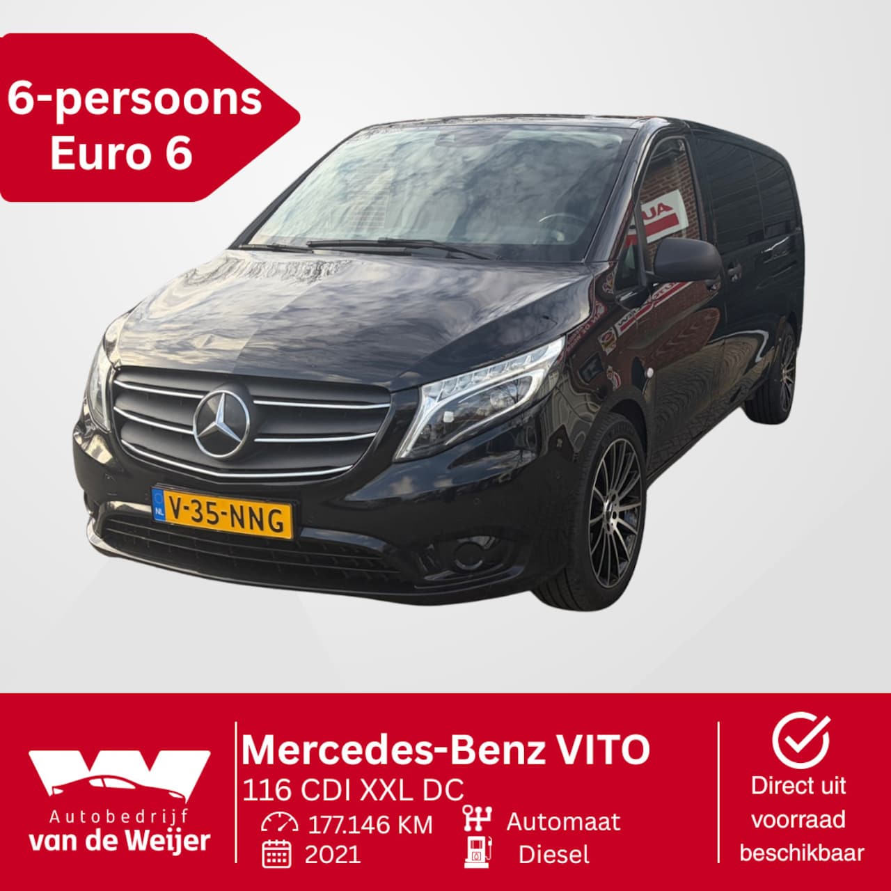 Mercedes-Benz Vito - 116 CDI XXL DC 2x Schuif 6-Persoons-Grijs kenteken! LED ACC CAMERA CARPLAY - AutoWereld.nl