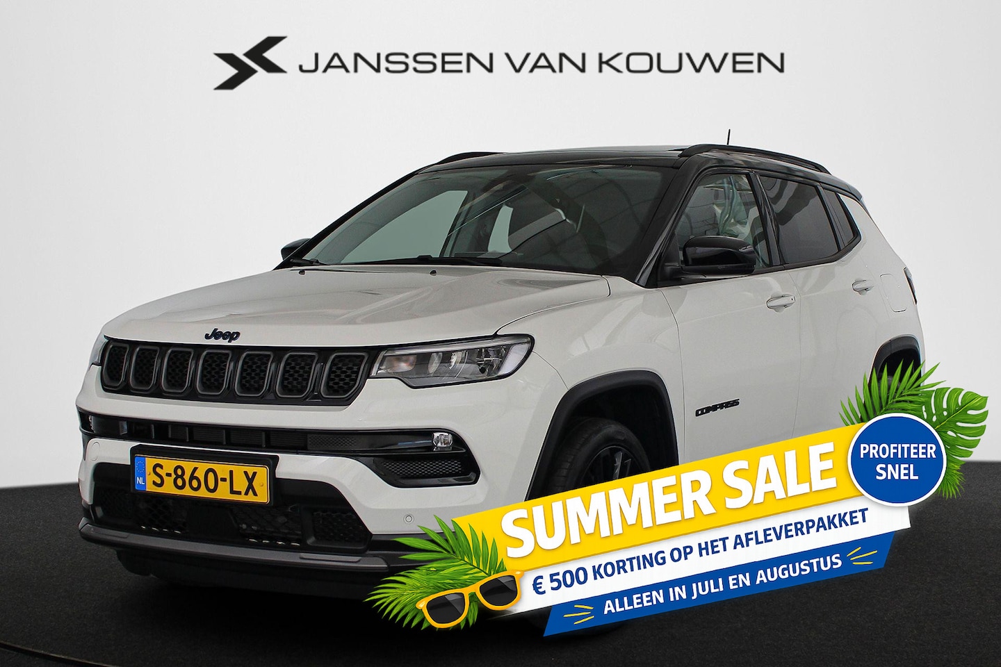 Jeep Compass - 4xe 240 Plug-in Hybrid Electric S Panoramadak Leder Stoelverwarming Camera 19" - AutoWereld.nl