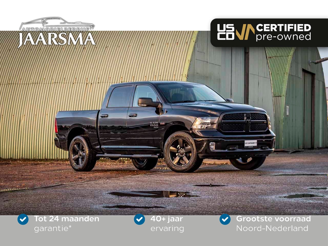 Dodge Ram 1500 - 5.7L V8 402pk Crew Cab Night Edition Classic |Leder |Climate |Stuurverwarming |LPG | - AutoWereld.nl