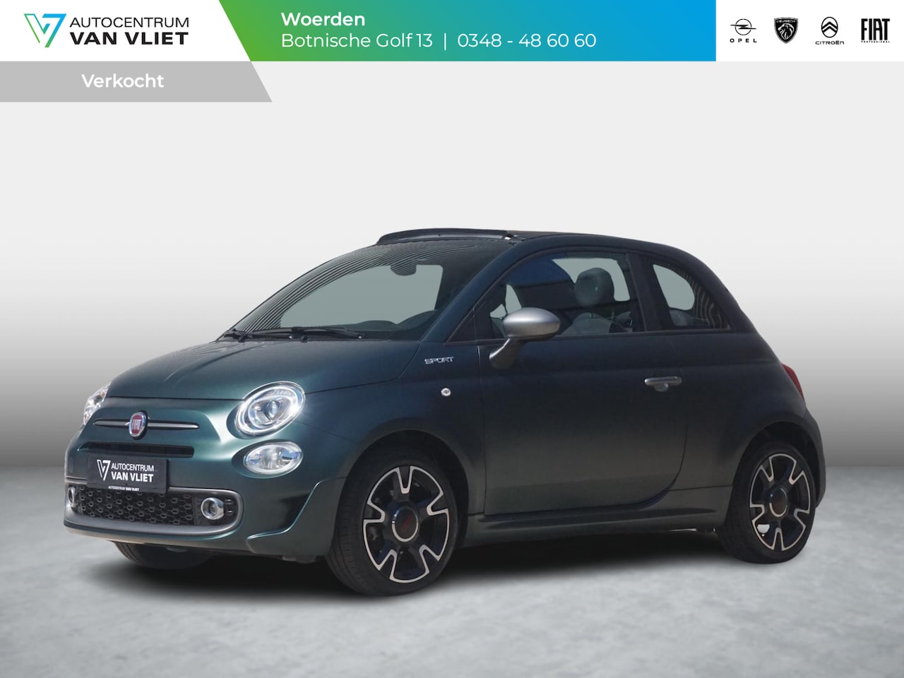 Fiat 500 C - 1.0 Hybrid Sport Clima | PDC | Apple Carplay | 16" | Mat Groen - AutoWereld.nl