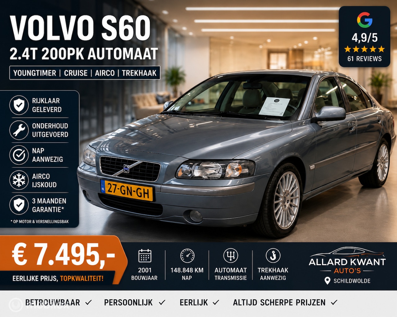 Volvo S60 - 2.4T 200pk Automaat/Youngtimer/Leder/148dkm/NAP - AutoWereld.nl