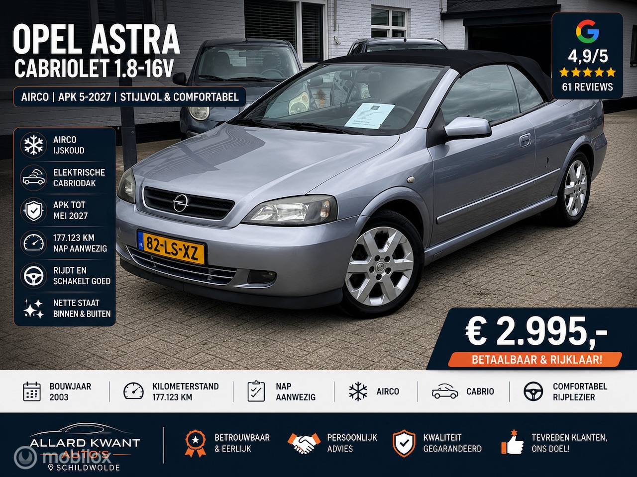 Opel Astra Cabriolet - 1.8-16V / Airco / Apk 5-2027 - AutoWereld.nl