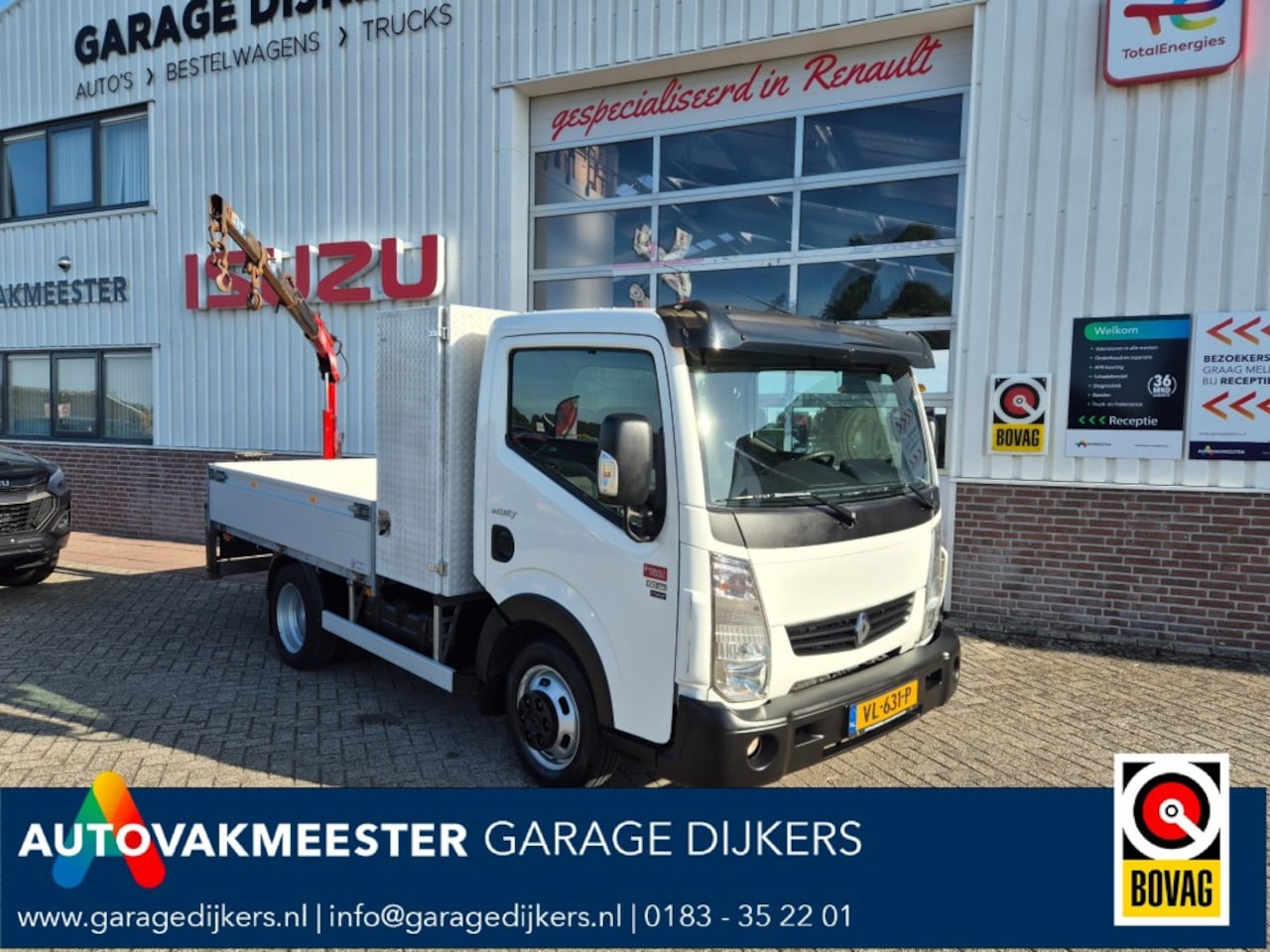 Renault Maxity - 150-45 2,5 150 Pk DXI B rijbewijs Koffer/openlaadbak/laadkraan/3500 trekgewicht airco - AutoWereld.nl