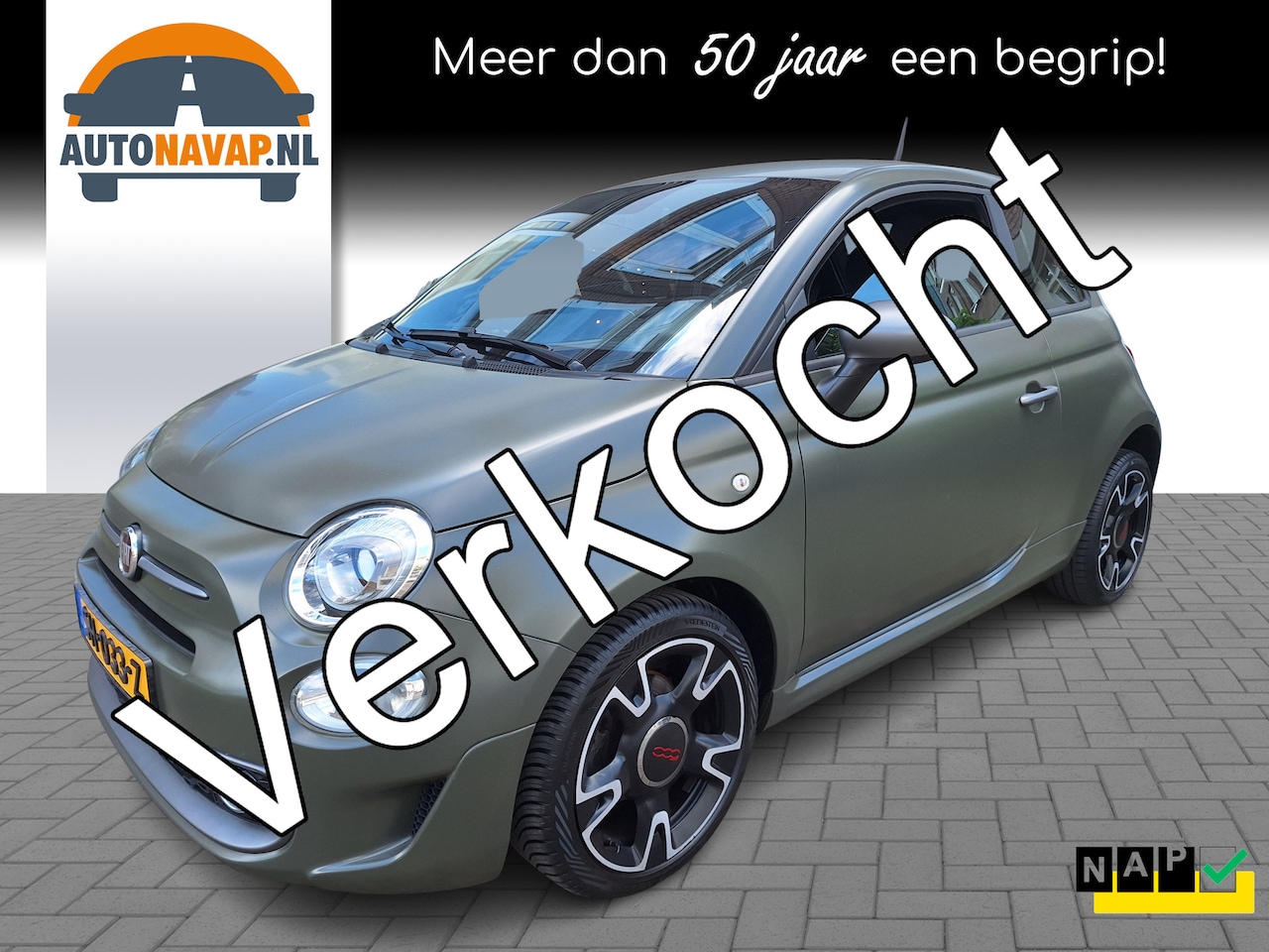 Fiat 500 - 0.9 TwinAir Turbo Sport Military Green/Airco/Cruise/Garantie - AutoWereld.nl