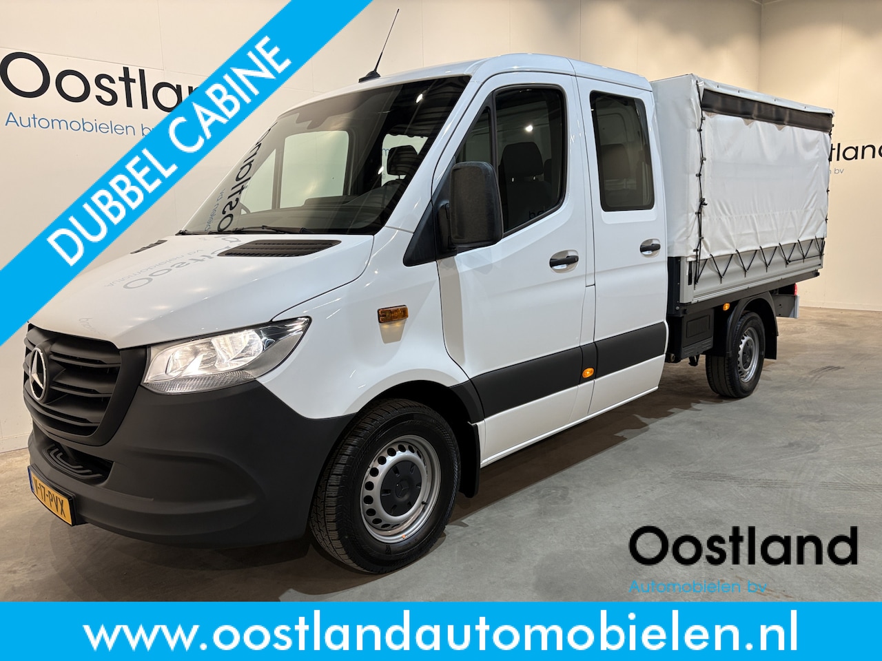 Mercedes-Benz Sprinter - 317 CDI L2 DC Open Laadbak met Huif en schuifzeilen / Airco / Cruise / Mbux / Trekhaak - AutoWereld.nl