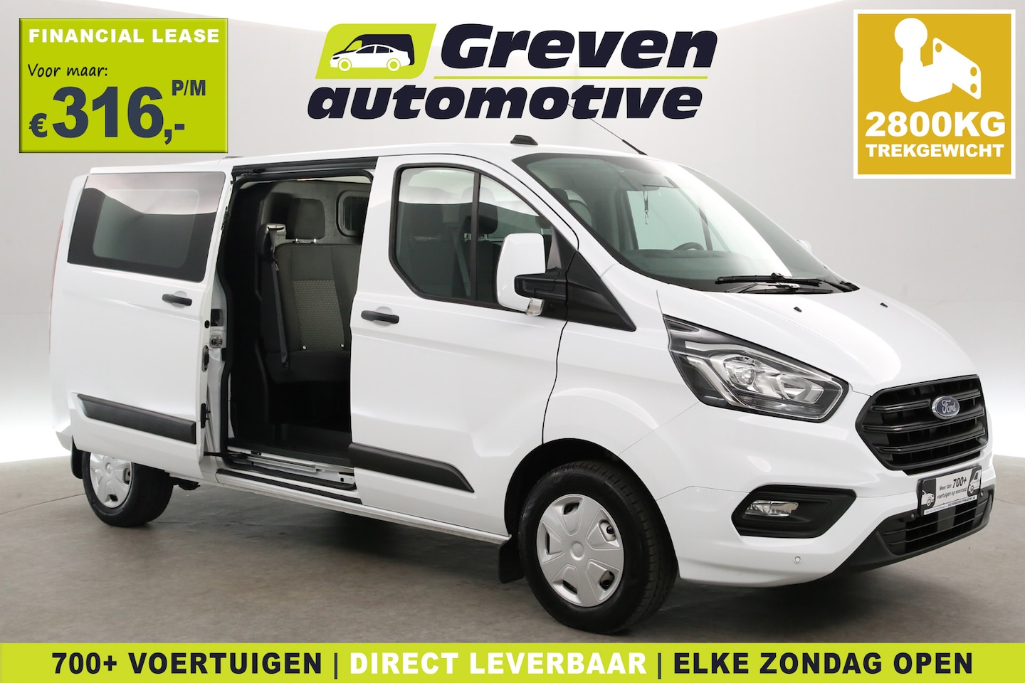 Ford Transit Custom - 2.0 TDCI L2H1 | DC | 2800kg Trekgew. | 6 Zits | Airco | Cruise | Parkeersensoren - AutoWereld.nl