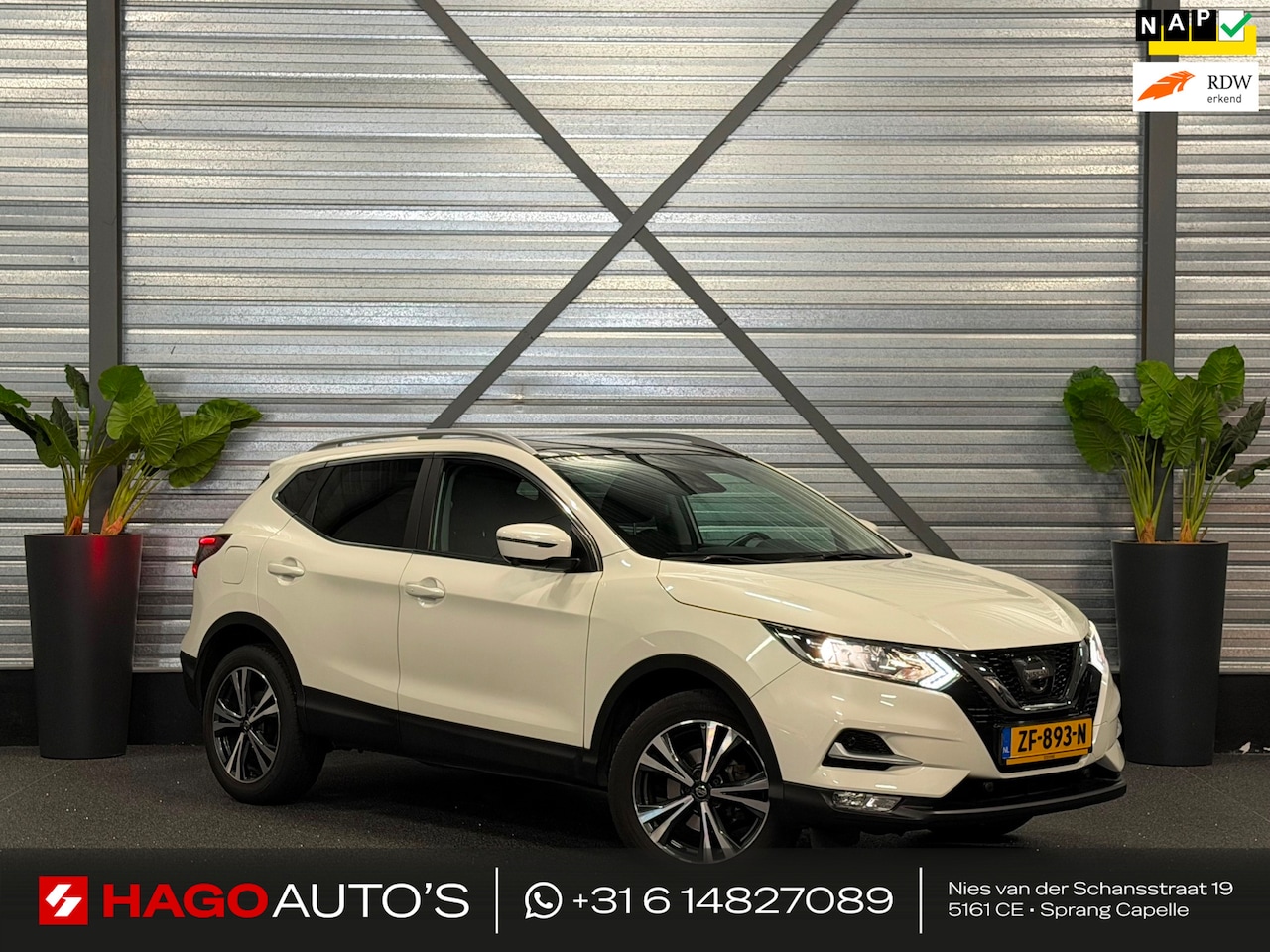 Nissan Qashqai - 1.2 N-Connecta 2E-EIG/NAVI/PANO/LED/CLIMATE/360C/VDOH/KEYLESS/TREKHAAK/PARELMOER-WIT/12-MA - AutoWereld.nl