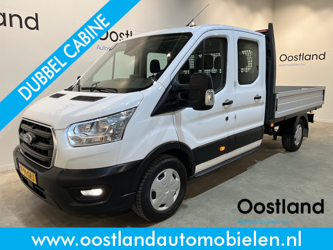Ford Transit - 2.0 TDCI L3H1 130 PK DC 7 pers. Open Laadbak / Euro 6 / Airco / Cruise Control / Trekhaak - AutoWereld.nl