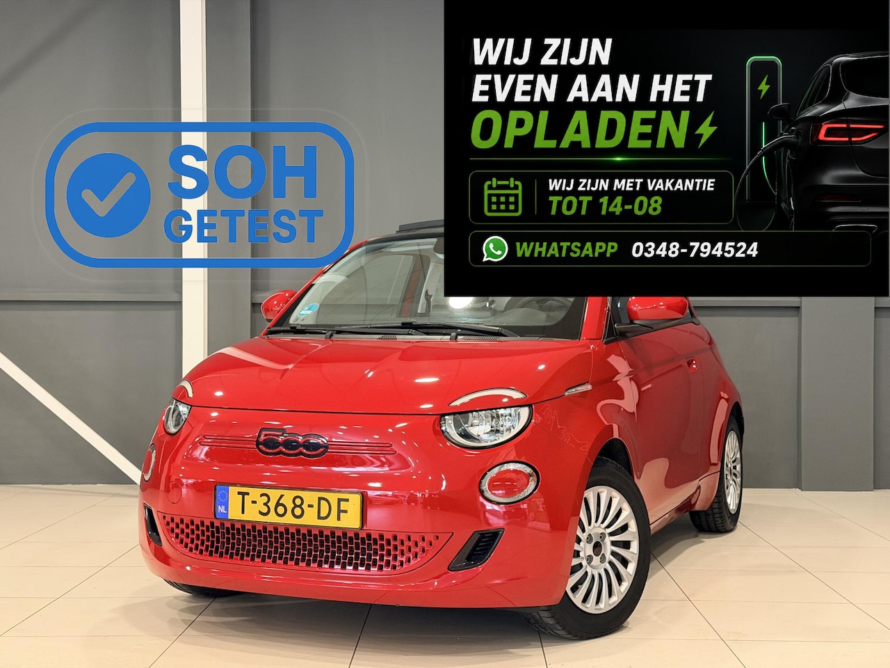 Fiat 500 C - RED 42 kWh | Climate Control | Cabriolet | SOH 94,9%  | - AutoWereld.nl