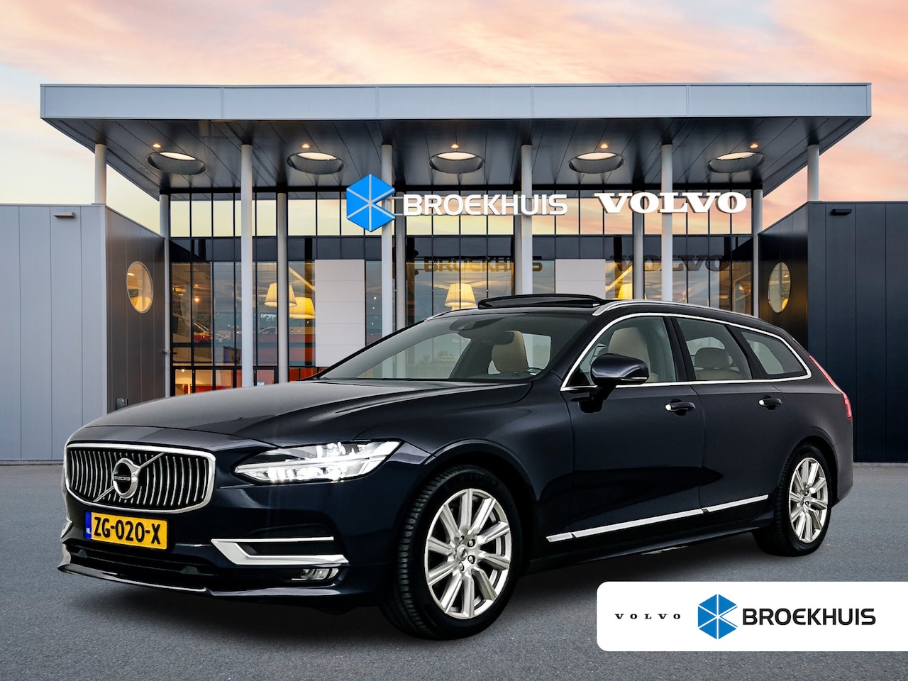 Volvo V90 - T4 Inscription | 18" | Panoramadak | Head-Up | Trekhaak | Keyless | Elektr. verst. Stoelen - AutoWereld.nl