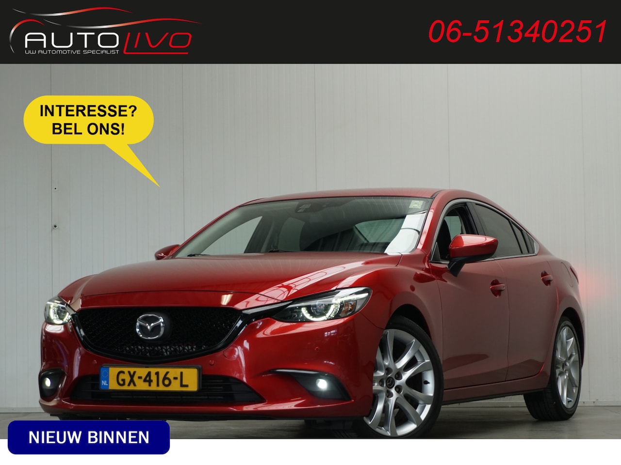 Mazda 6 - 2.2D SkyActiv-D 150 Skylease GT NL AUTO! LEER BOSE APPLE CLIMA CRUISE TREKHAAK etc. - AutoWereld.nl