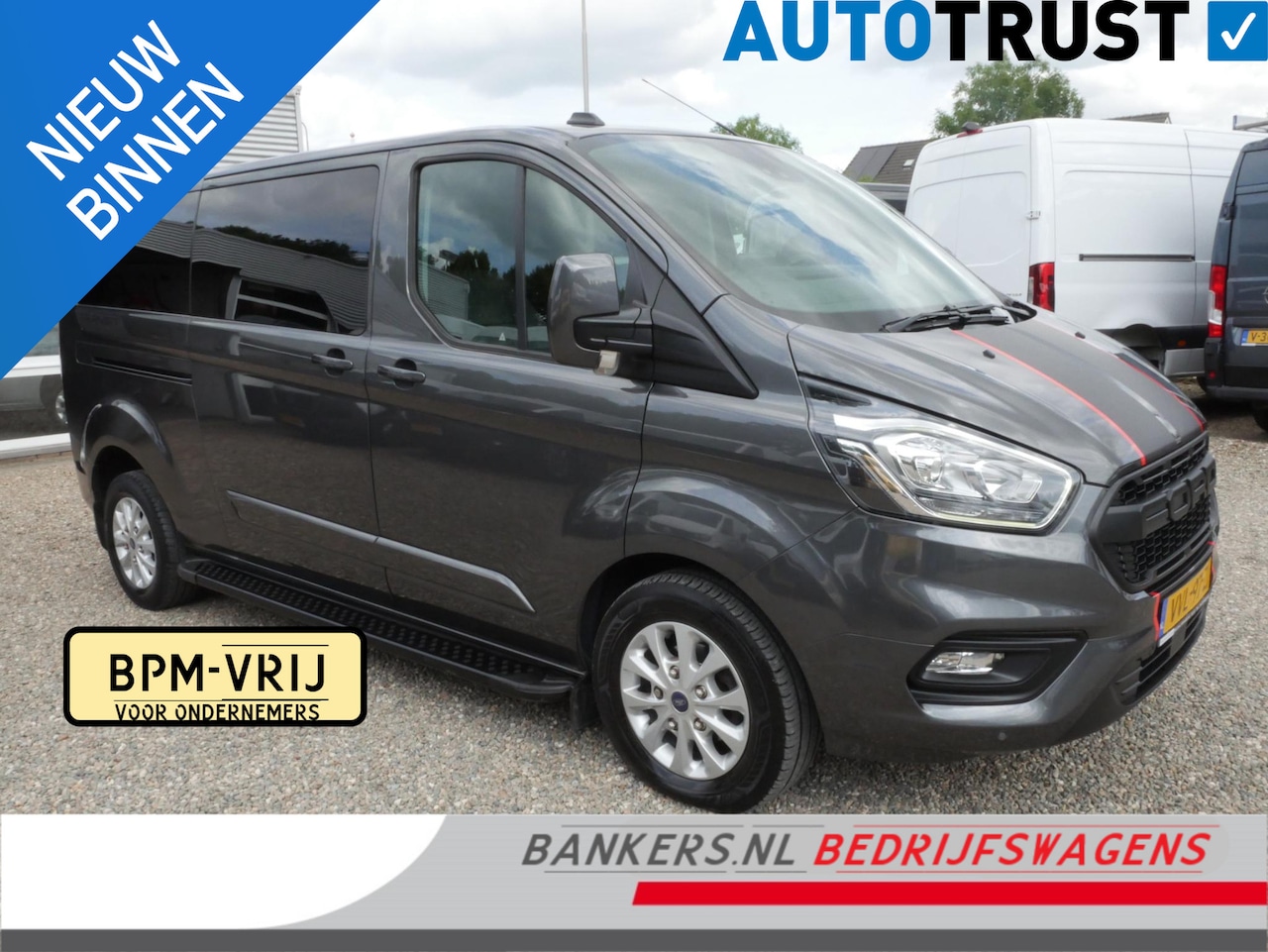 Ford Transit Custom - 2.0 TDCI 170PK L2H1 Dubbel cabine Airco Automaat 2 x Schuifdeur Limited - AutoWereld.nl