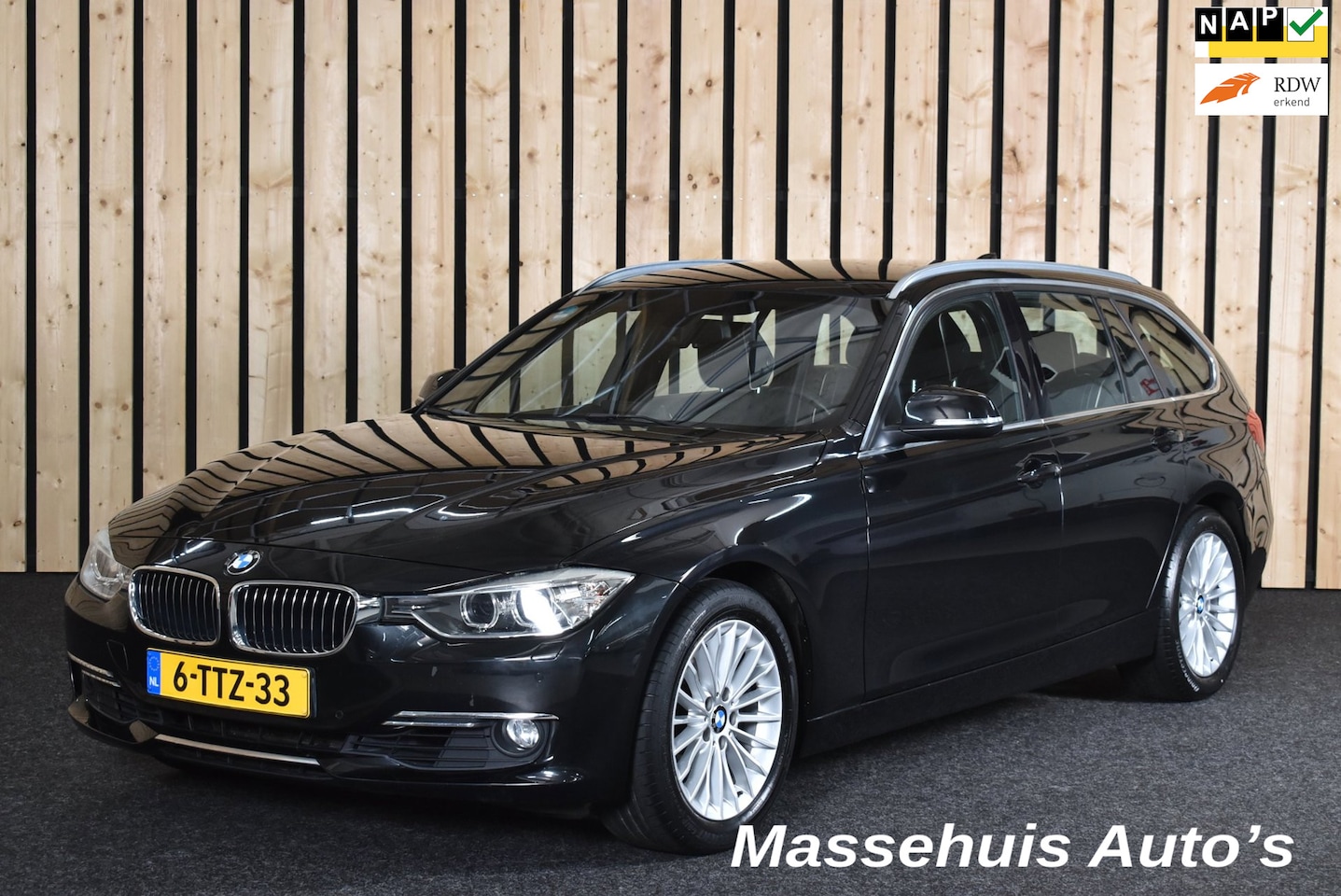 BMW 3-serie Touring - 320i High Executive 160dkm Trekhaak Leer Sportstoelen 2e eig. Navi Clima Cruise PDC Nwe AP - AutoWereld.nl