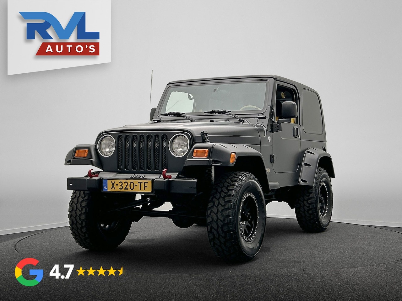 Jeep Wrangler - 4.0i Hardtop TJ Automaat Airco Apple Car play Matte zwarte Wrap - AutoWereld.nl