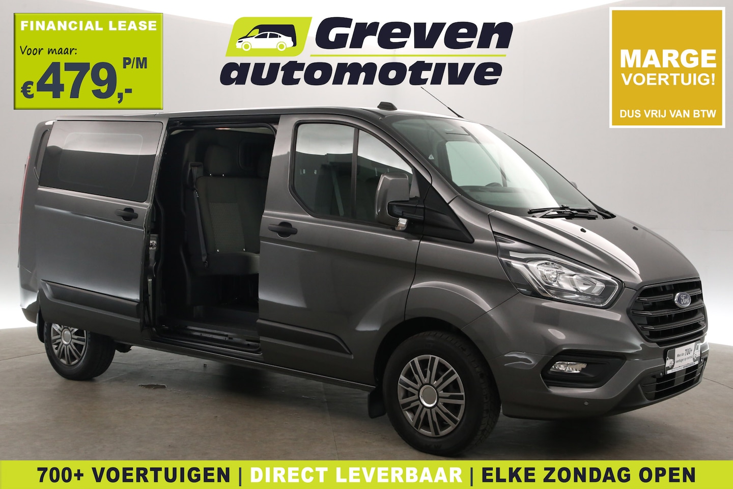 Ford Transit Custom - 2.0 TDCI L2H1 | DC | 6 Zits | Marge | Airco | Cruise | Parkeersens. | Trekhaak - AutoWereld.nl