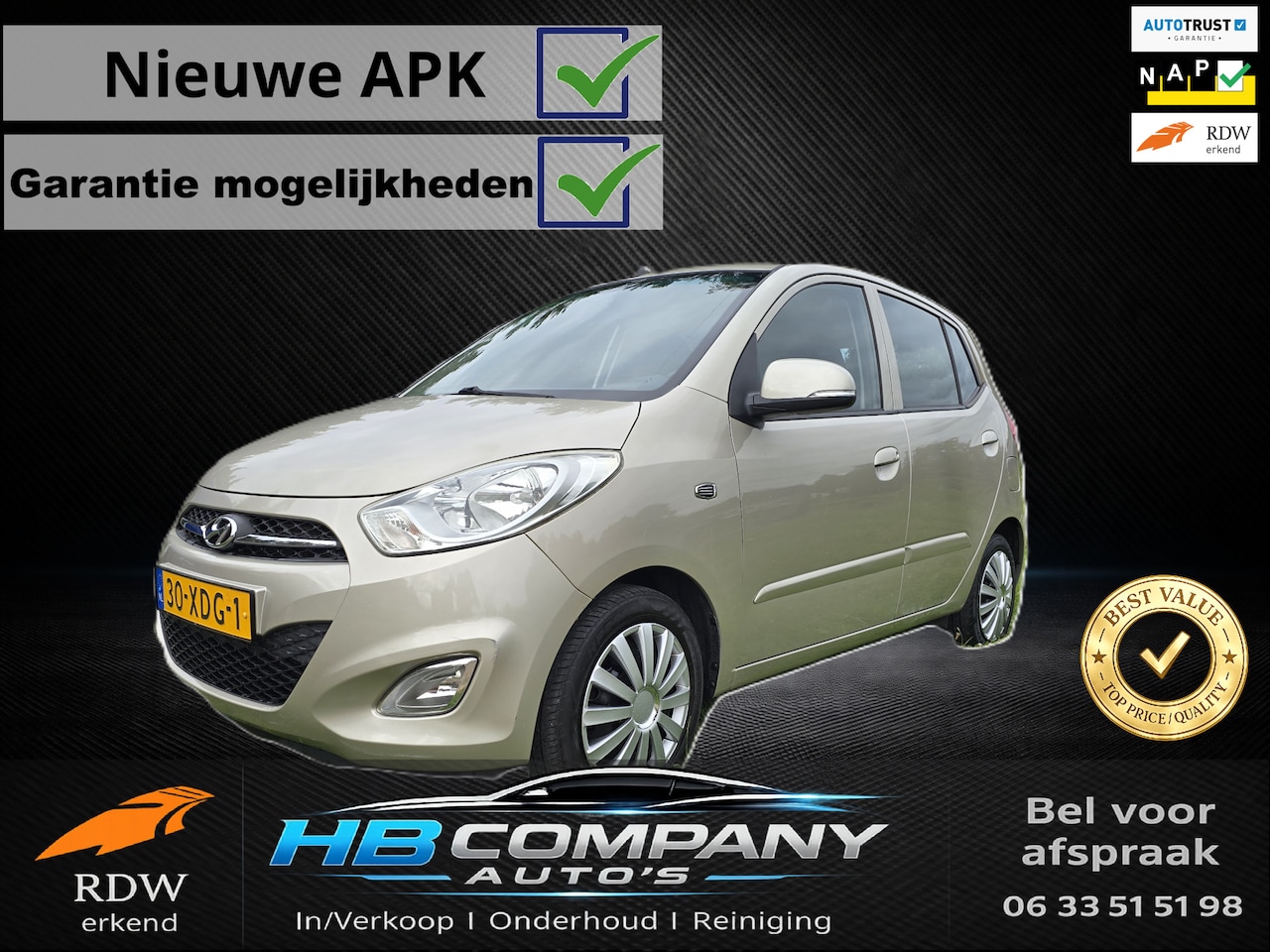 Hyundai i10 - 1.2 i-Motion Cool| Autotrust| Airco| Nieuwe APK| NAP| Nieuwstaat - AutoWereld.nl