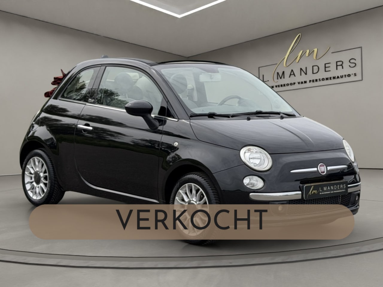 Fiat 500 C - 1.2 Lounge 2009 ZWART | Airco | Cabrio | Driem nieuw - AutoWereld.nl