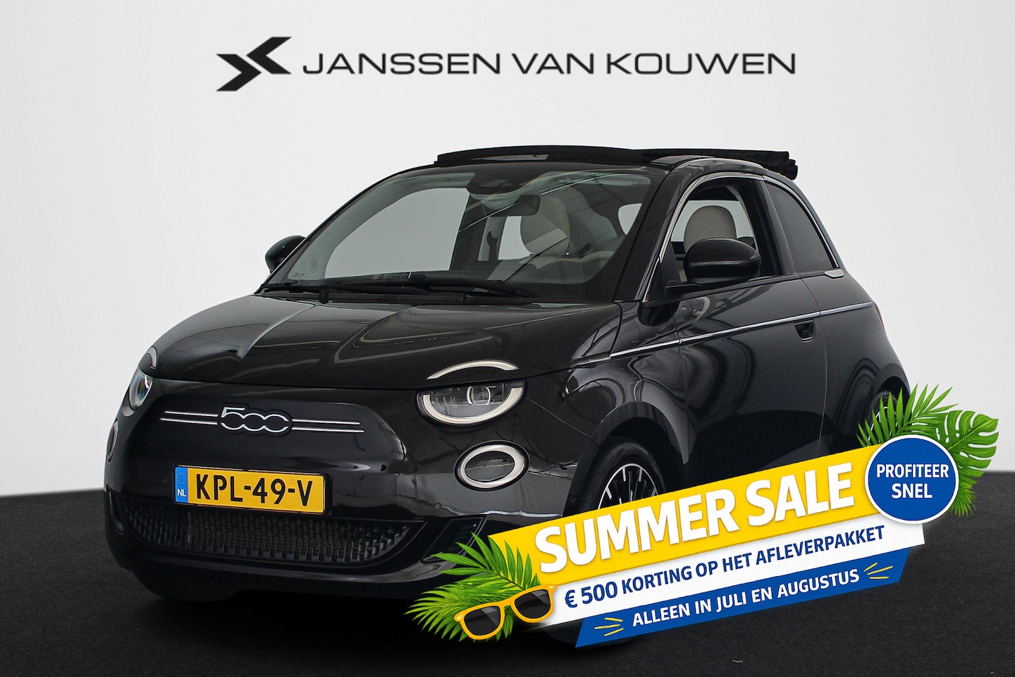 Fiat 500 C - La Prima 42 kWh Cabrio Leder Stoelverwarming Achteruitrijcamera 17" - AutoWereld.nl