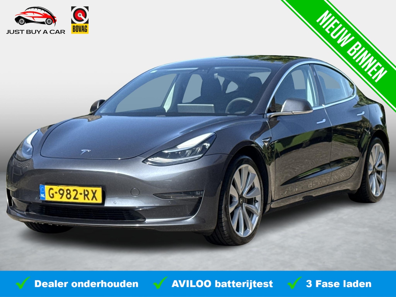 Tesla Model 3 - Long Range AWD 75 kWh SOH 86,8% / 19'' Lichtmetalen Velgen ( € 1.700 ) / Autopilot  /3 Fas - AutoWereld.nl