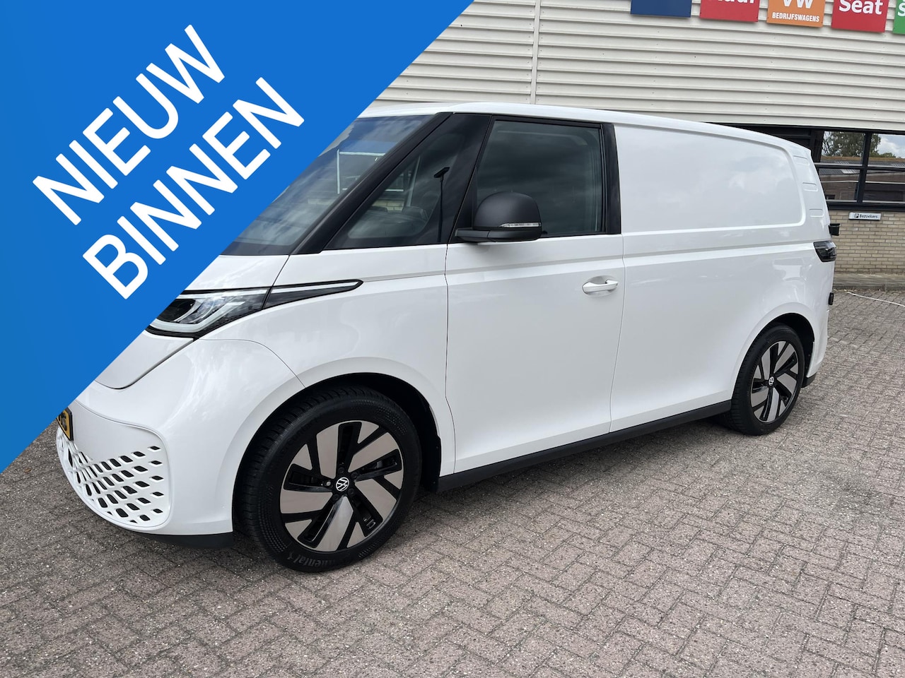 Volkswagen ID. Buzz Cargo - 77 kWh achterdeuren, 1 eigenaar, adaptieve cruise controle, CarPlay, betonplex, 3 mits cab - AutoWereld.nl
