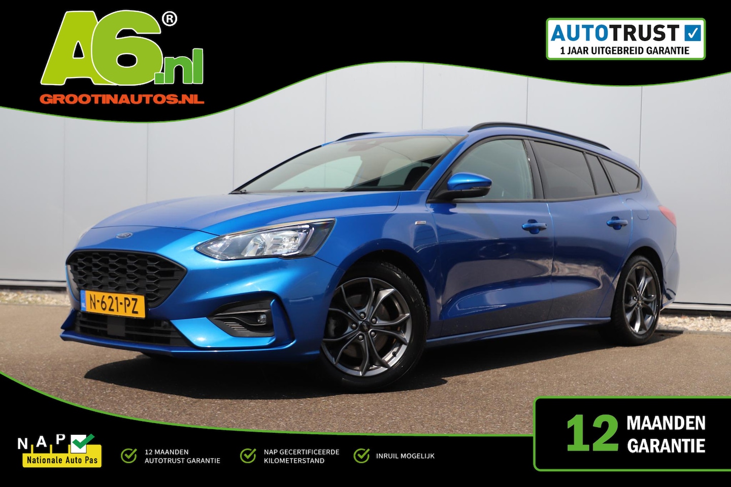Ford Focus Wagon - 1.0 EcoBoost Hybrid ST Line Business Trekhaak Achteruitrijcamera Navigatie Carplay Climate - AutoWereld.nl