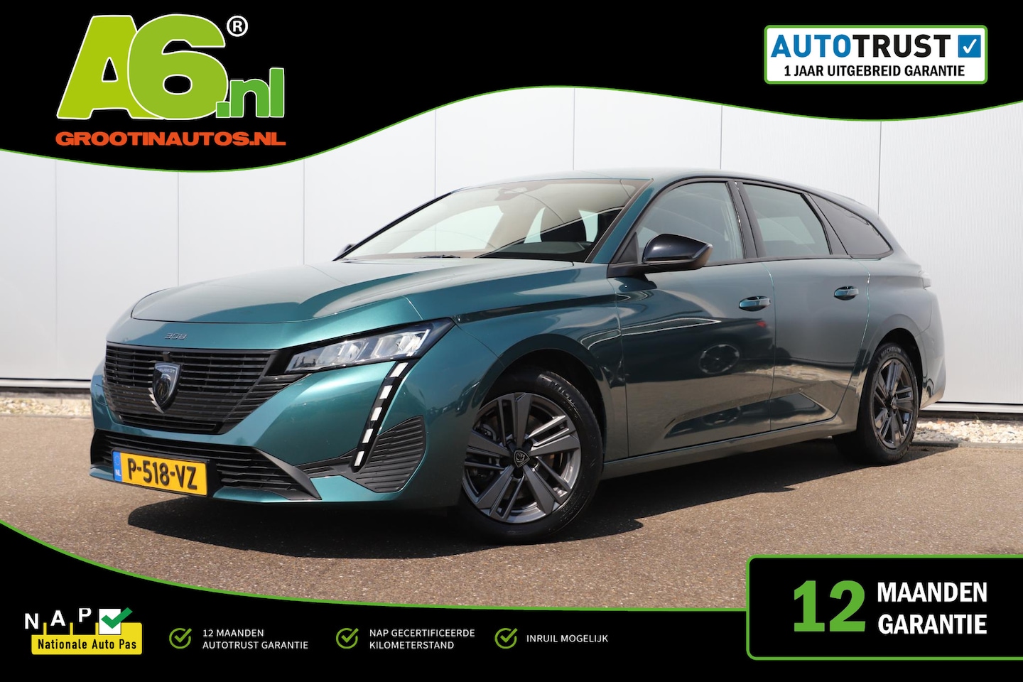 Peugeot 308 SW - 1.2 PureTech Active Pack Business 131PK Automaat Trekhaak Navigatie Carplay Android Climat - AutoWereld.nl