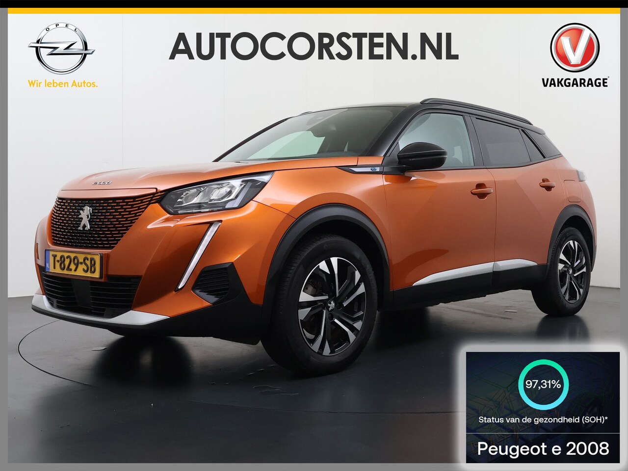 Peugeot e-2008 - EV Allure 50kWh SOH 97% Two Tone 3D-Navi Stoelverwarming Apple Carplay Android Auto Ecc Cr - AutoWereld.nl