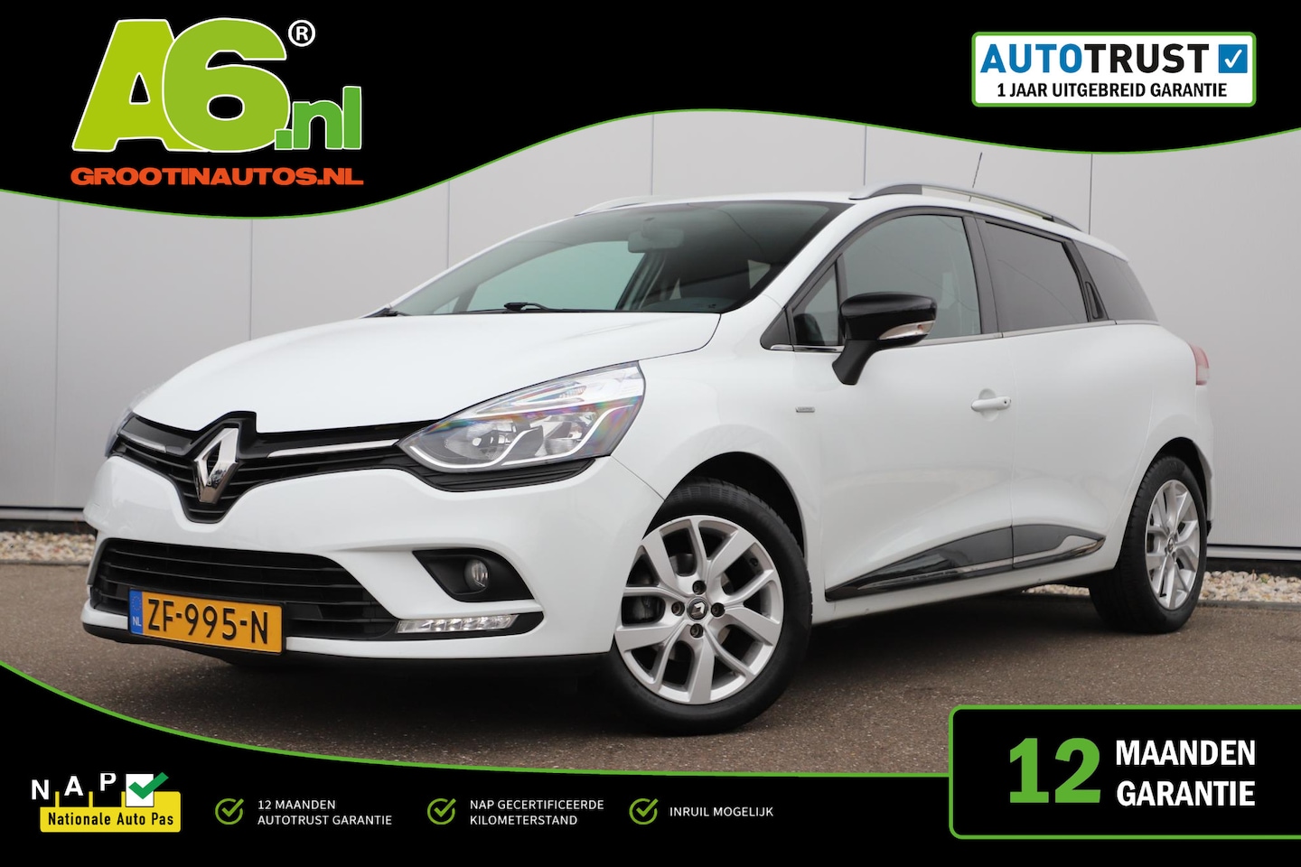 Renault Clio Estate - 0.9 TCe Limited Navigatie Airco Cruise Control Bluetooth 16 inch LMV LED Donkere Ramen - AutoWereld.nl