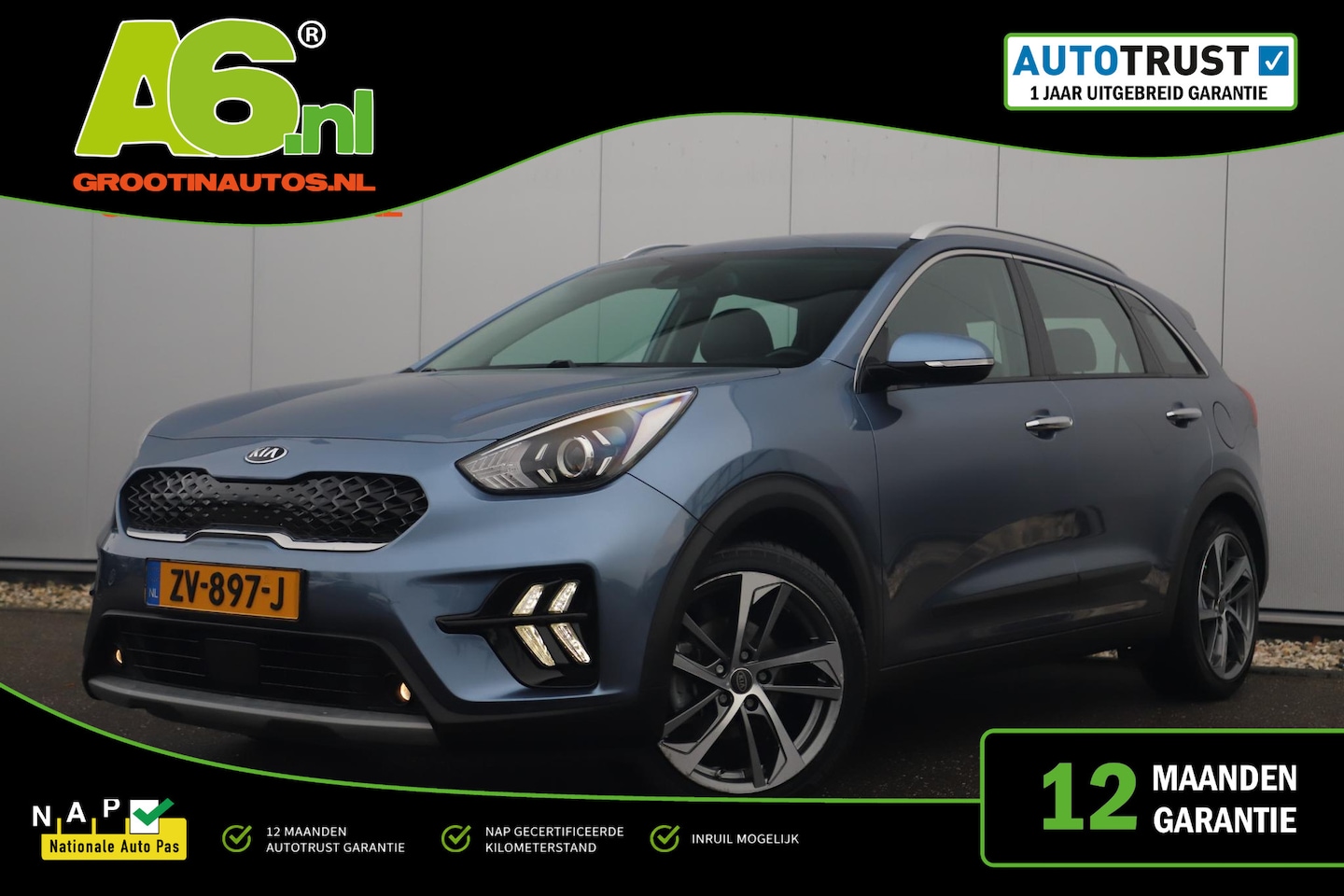 Kia Niro - 1.6 GDi Hybrid DynamicLine 140PK Automaat 18 inch Half Leder Navigatie Camera Adaptive Cru - AutoWereld.nl