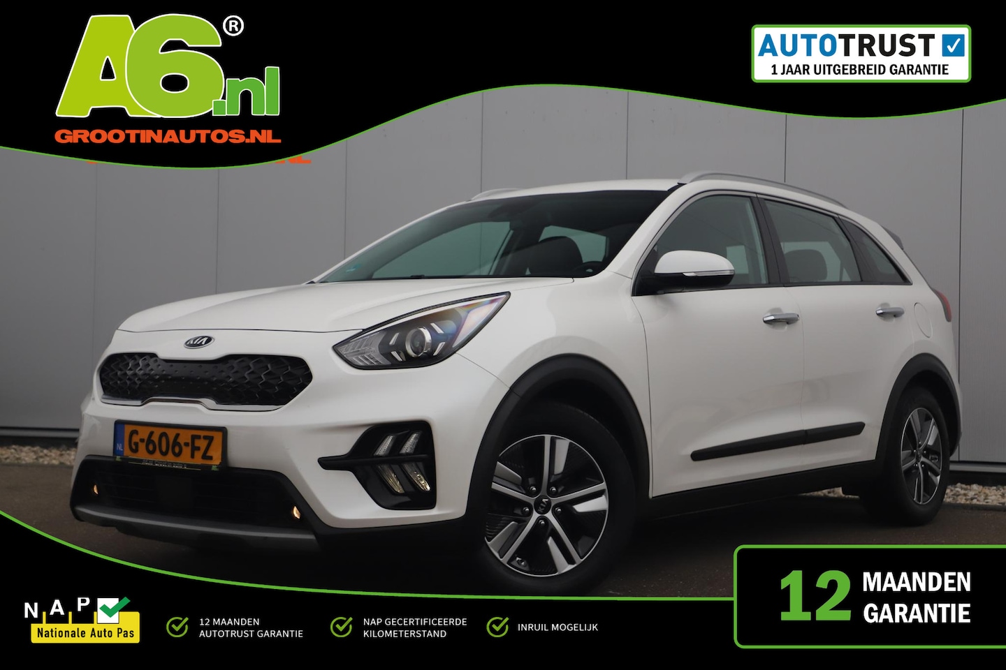 Kia Niro - 1.6 GDi Hybrid DynamicLine 140PK Automaat Half Leder Navigatie Camera Clima Adaptive Cruis - AutoWereld.nl
