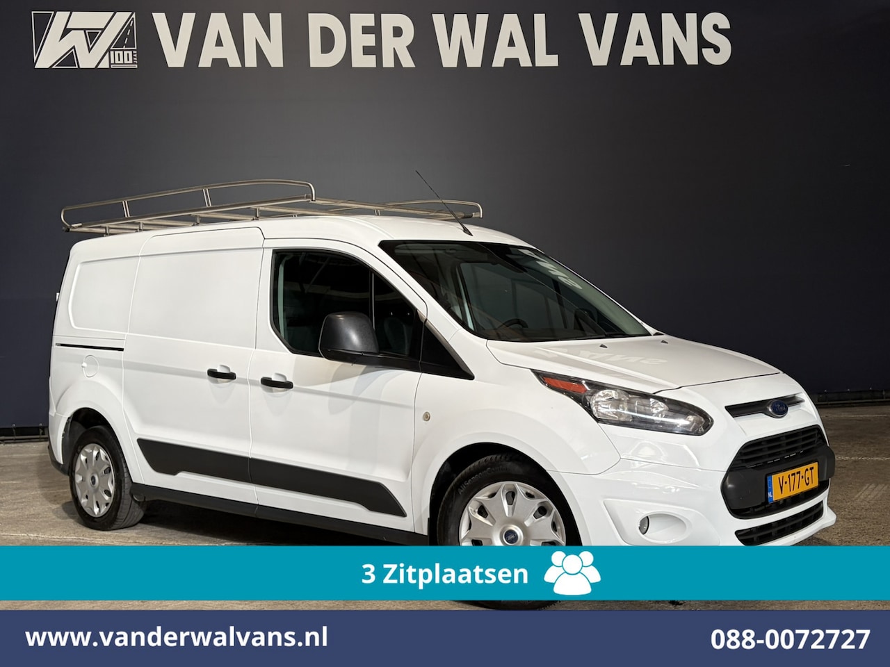 Ford Transit Connect - 1.5 TDCI 101pk L2H1 Euro6 Airco | 3-Zits | Navigatie | Imperiaal | Trekhaak | Cruisecontro - AutoWereld.nl