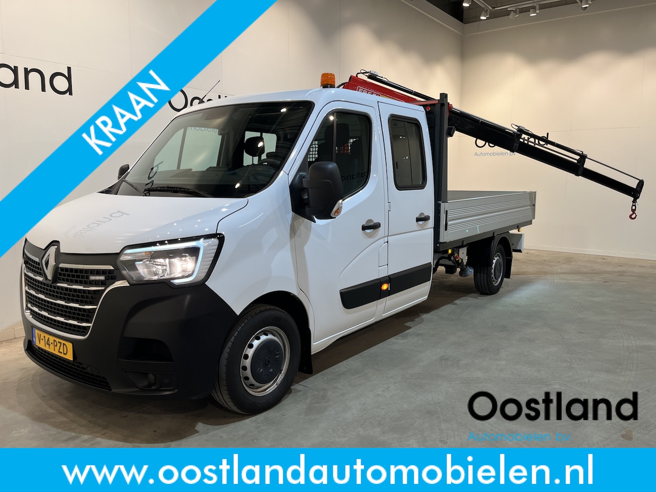 Renault Master - 2.3 dCi 145 PK L3 DC Dubbel Cabine Open Laadbak / Fassi Kraan / Euro 6 / Airco / Trekhaak - AutoWereld.nl