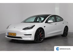 Tesla Model 3 - Performance AWD 75 kWh | Leder | Adaptive Cruise | Elektr Stoelen + mem | 20 inch | Carbon
