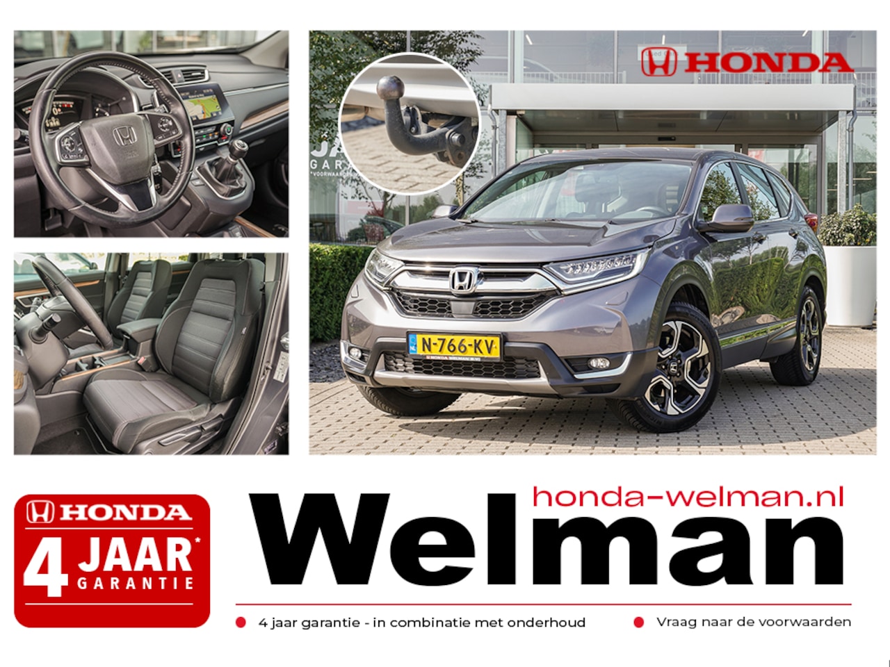 Honda CR-V - 1.5i VTEC ELEGANCE TURBO - TREKHAAK - ALL WEATHERS - 2.000 KG TREKGEWICHT - AutoWereld.nl