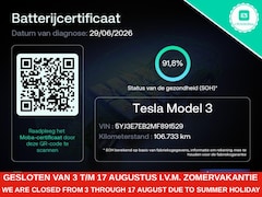 Tesla Model 3 - Long-Range AWD 351pk 75 kWh 91, 8% SoH FACELIFT [ TREKHAAK+WARMTEPOMP+AUTOPILOT+PREMIUM AU