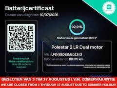 Polestar 2 - 2 Long Range Dual Motor 408PK 78kWh 92.2% SoH [ PILOT PLUS+19 INCH+CARPLAY+CAMERA+STOELVER