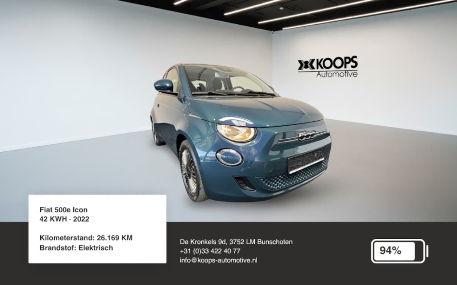 Fiat 500e - Icon SOH 94% | Carplay | Navi | Cruise Control | Lane assist - AutoWereld.nl